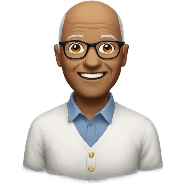 Bald man 70 years old wearing glasses and smiling  emoji