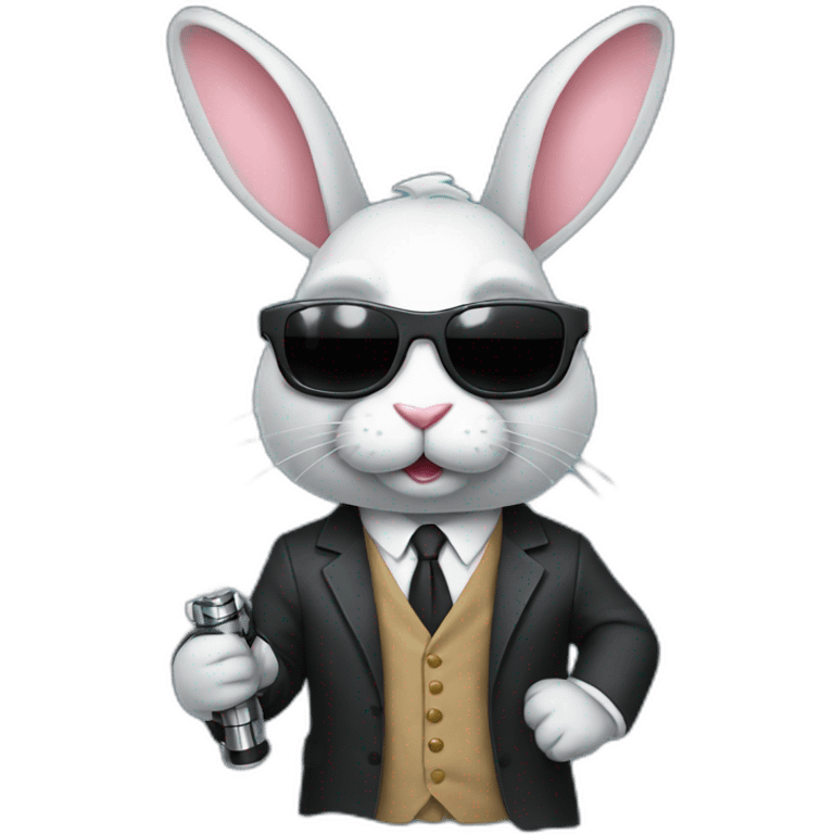 Rabbit with suit and sunglasses and lightsaber emoji