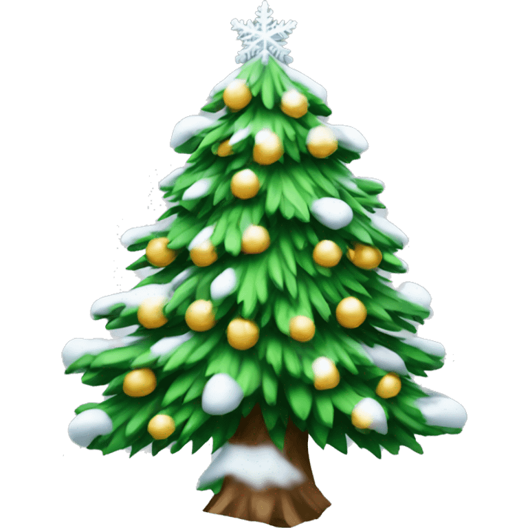 christmas tree with snow on emoji