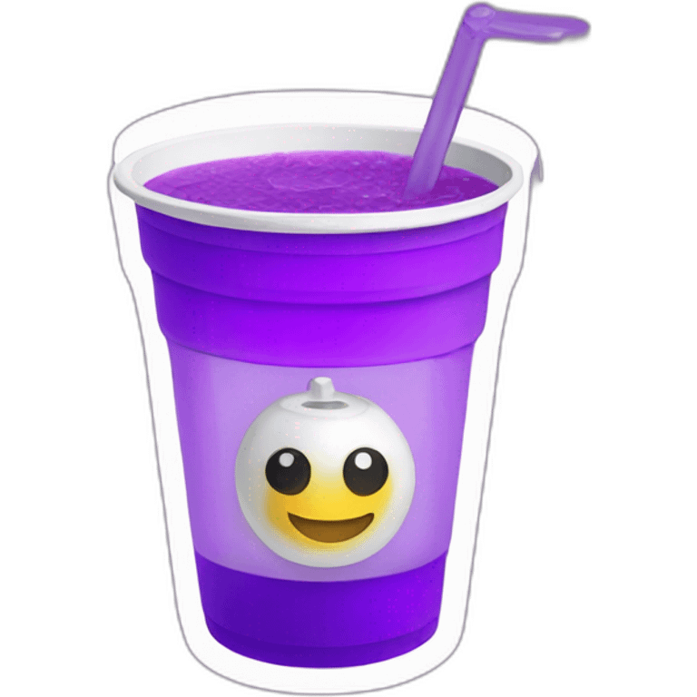 purple drink in a plastic white cup with a bell inside it emoji