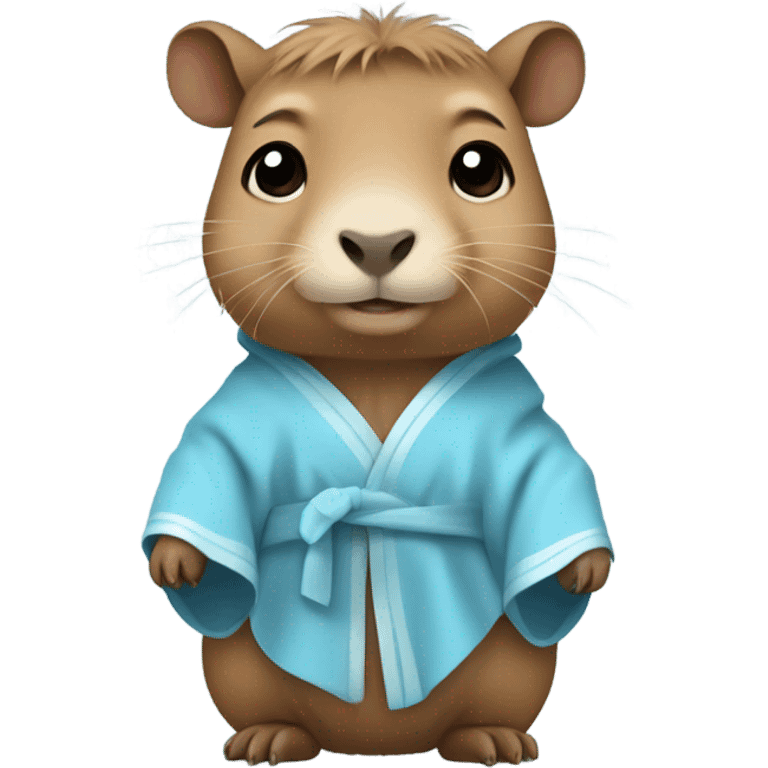 baby capybara in light blue robe full body emoji