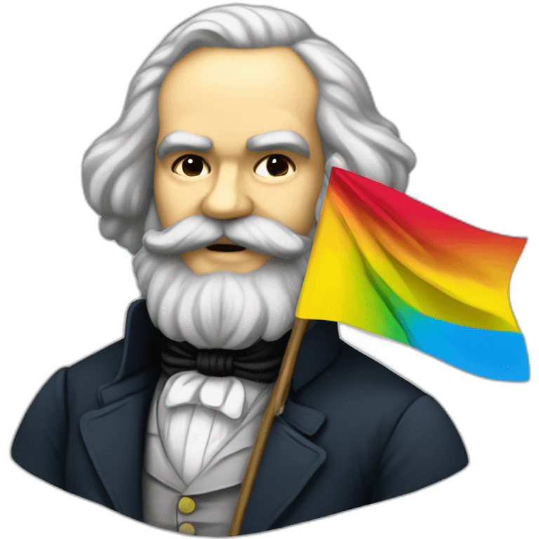 karl marx holding a pansexual flag emoji