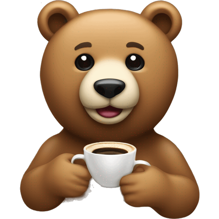 Crea un oso pardo con cafe y una camara  emoji