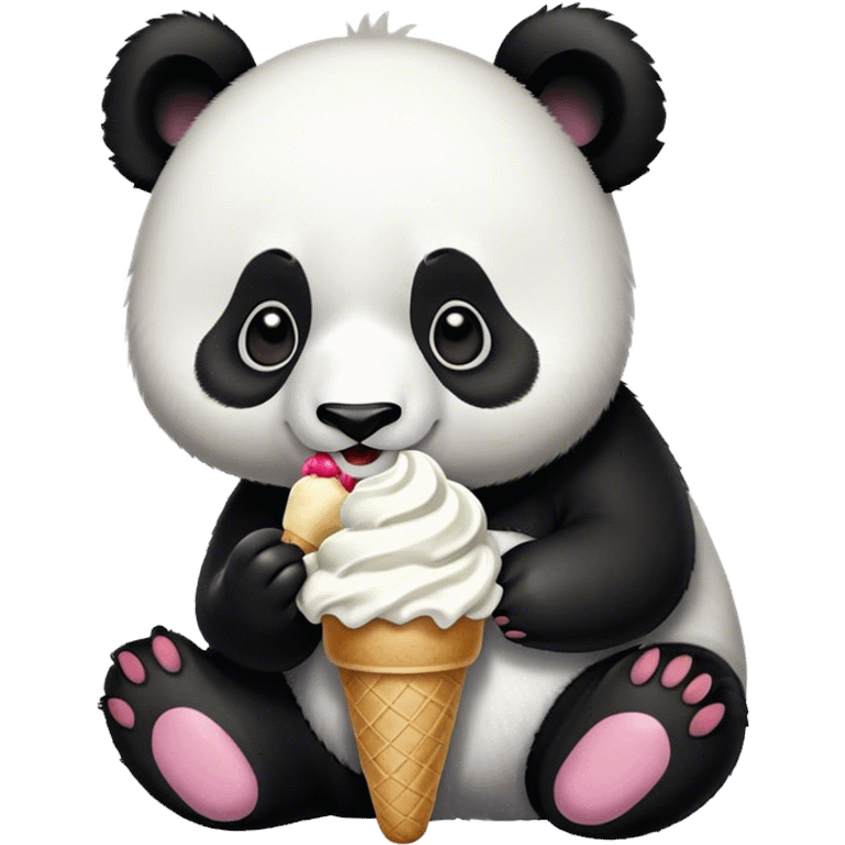 Panda eating ice cream emoji