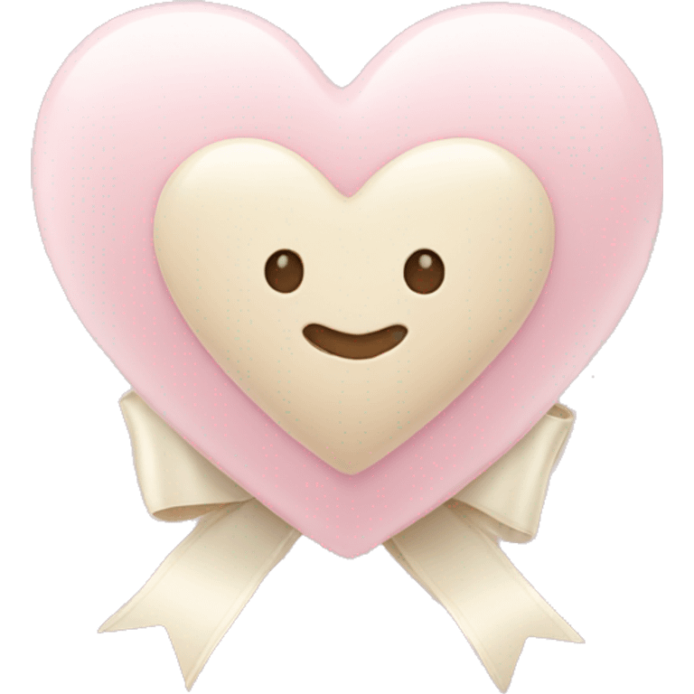 light pink heart with cream bow emoji