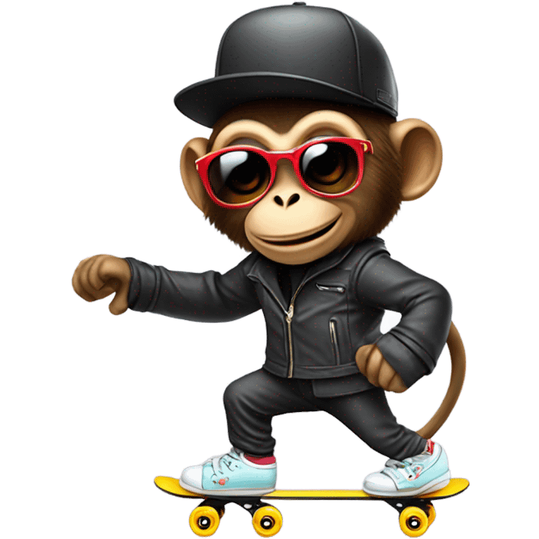 monkey roller skating with cool outfit emoji