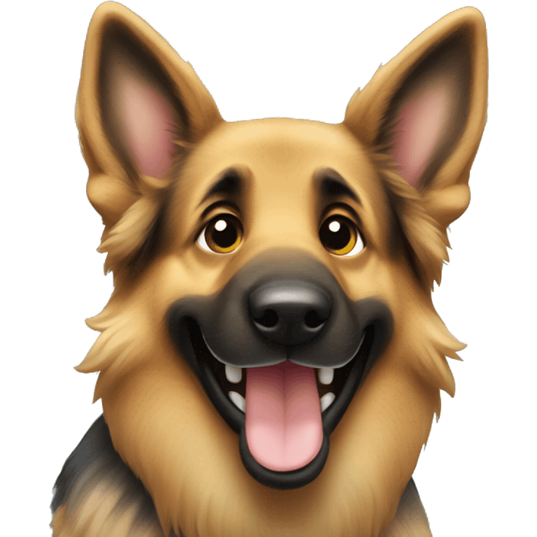 Long hair German shepherd smiling emoji