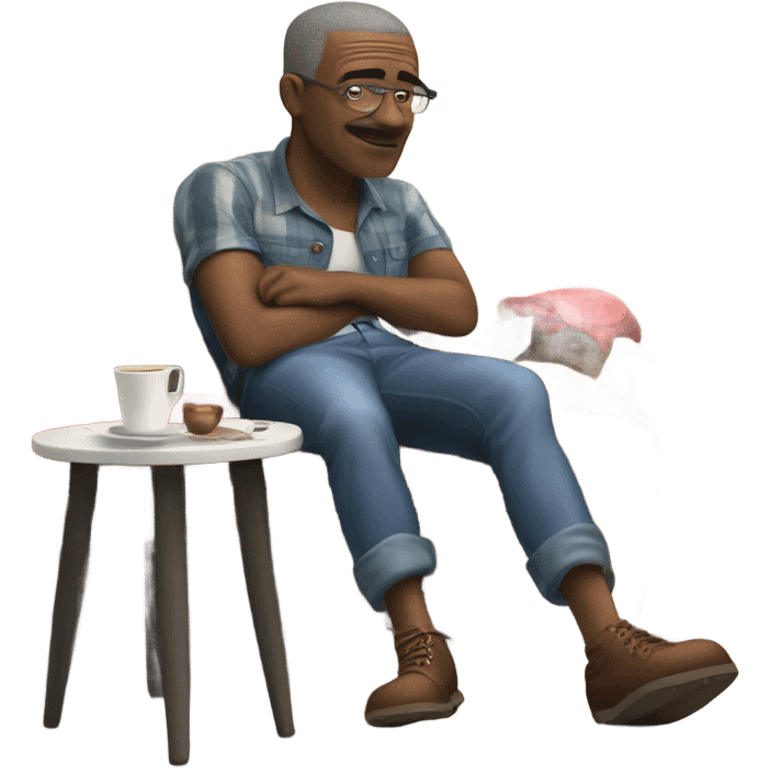 Weird guy chilling at capital one cafe emoji