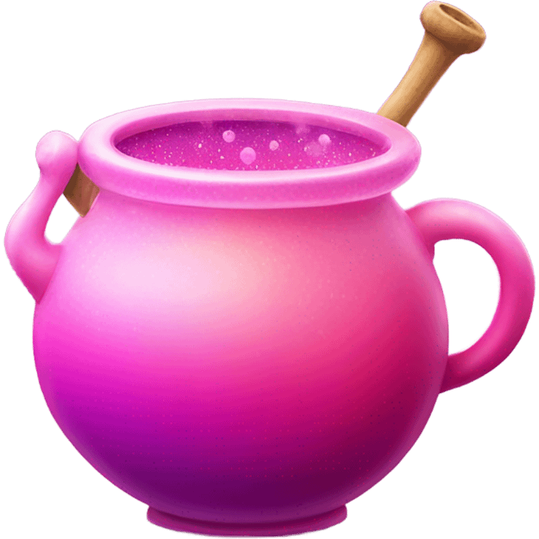 Pink ombre witching brew pot with bubbles and glitter  emoji