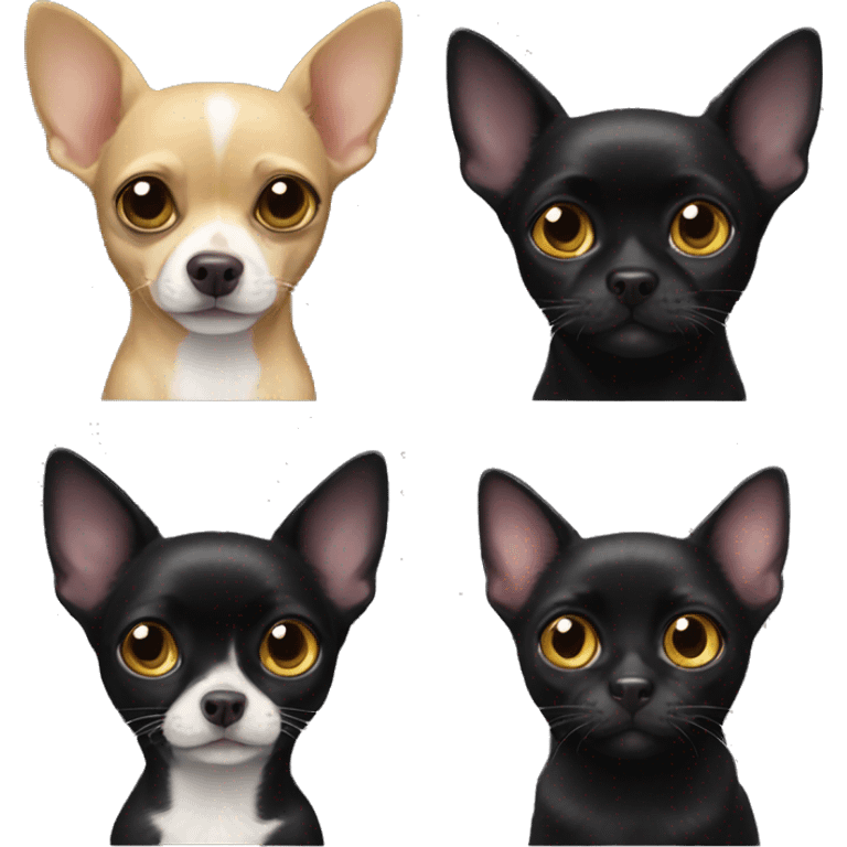 Chihuahua and black cat emoji