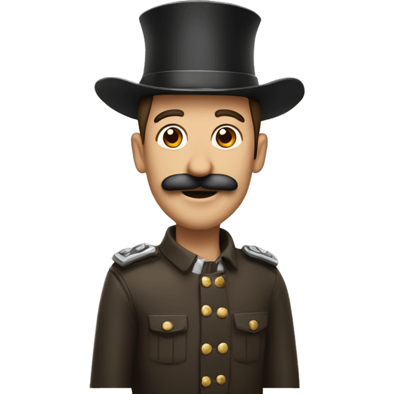 A guy with his hand in the air with a mustash and a general hat emoji