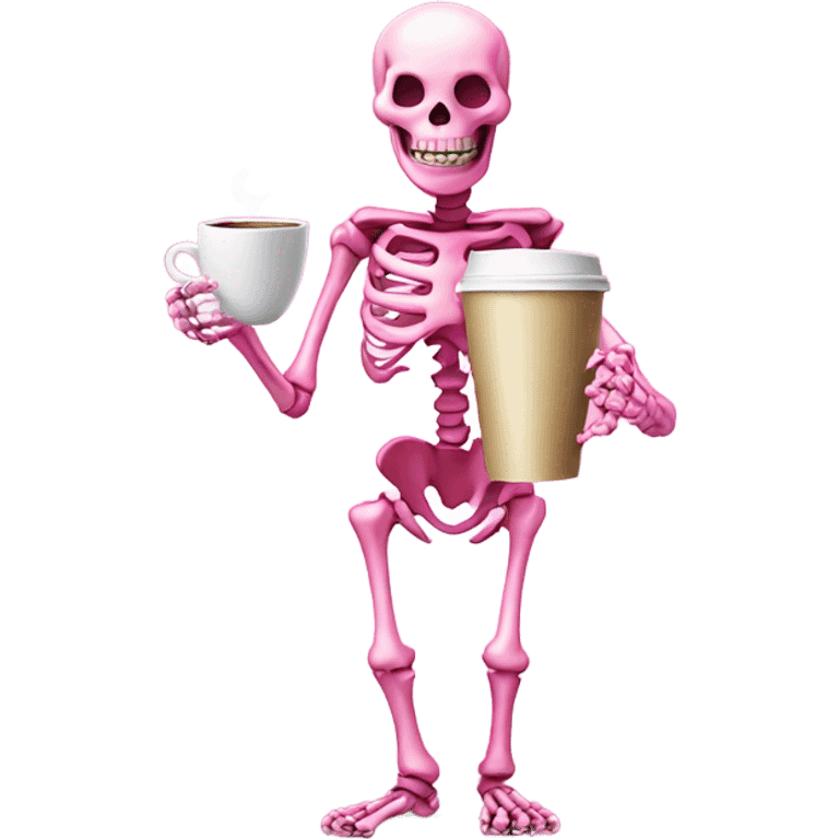 Pink Skeleton holding coffee emoji