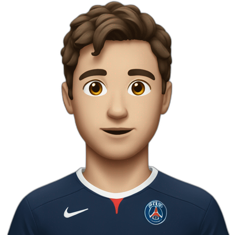 A boy with brown hair with t-shirt psg emoji