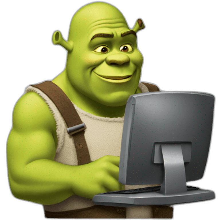 shrek with computer emoji