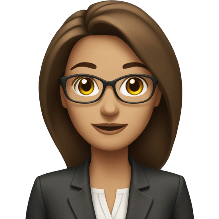 a woman ceo with brown hair no glasses holding a laptop emoji