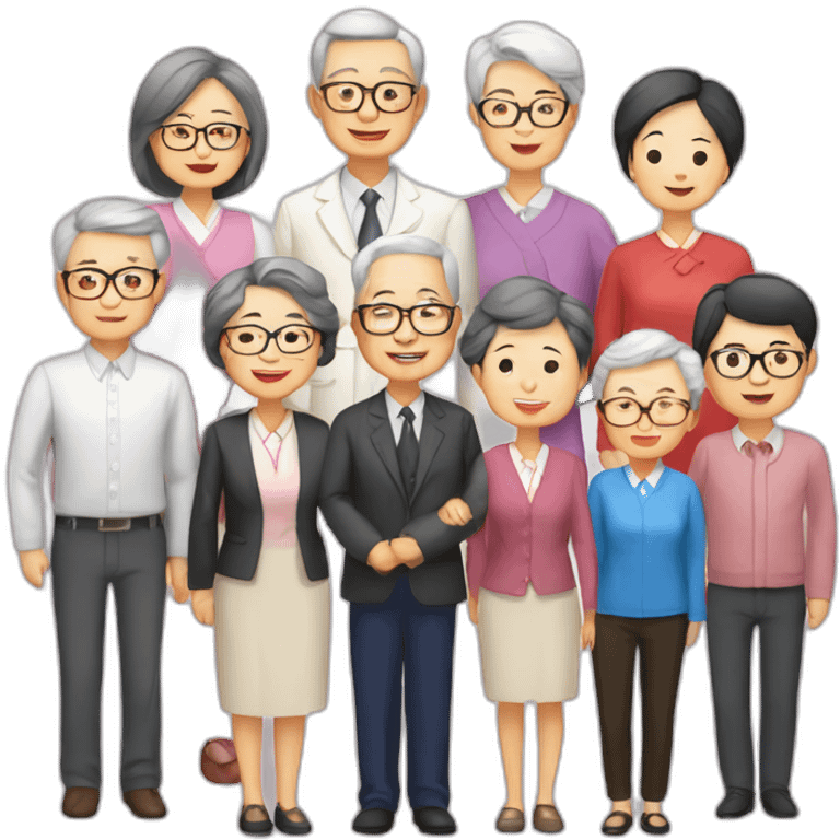 10 Chinese Seniors together with older lady teacher emoji