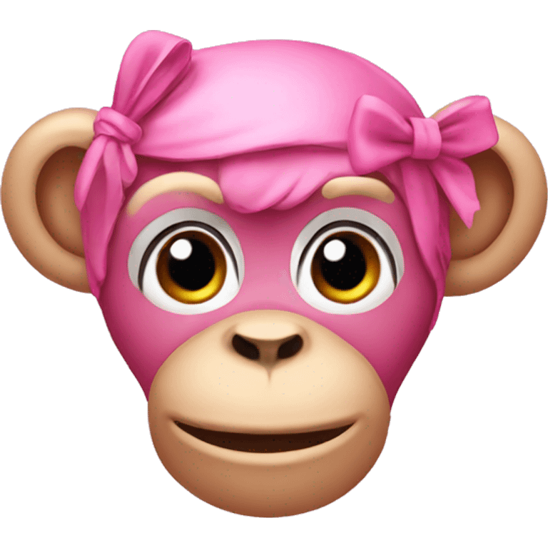 Pink monkey wearing a bow  emoji