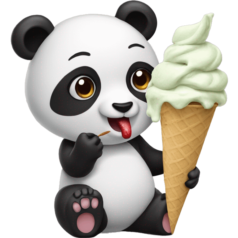 Panda eating ice cream emoji