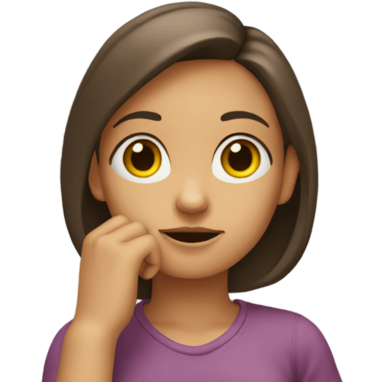 girl thinking with hand on chin emoji