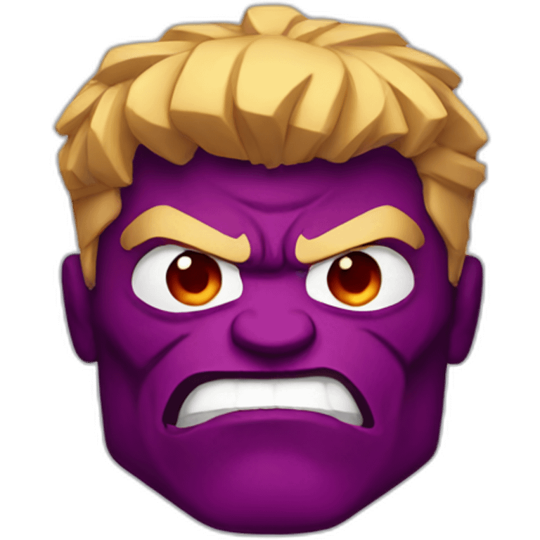 Red hulk with purple eyes and blonde hair emoji