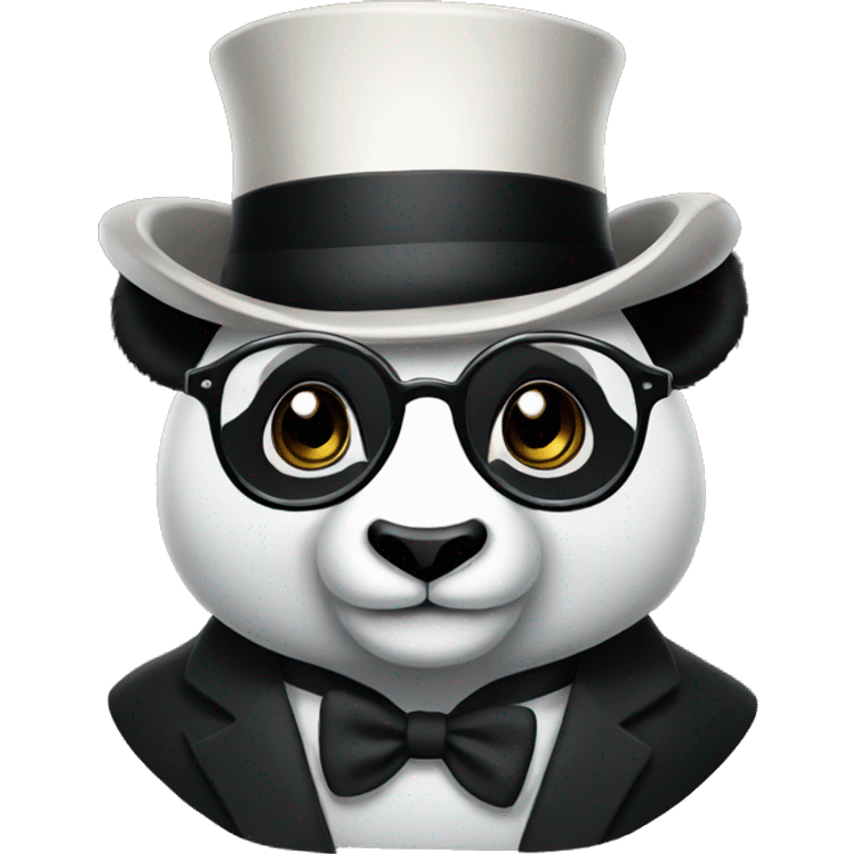 Panda with glasses and a top hat emoji