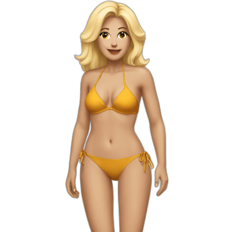 Woman blondie fifty years old in bikini emoji