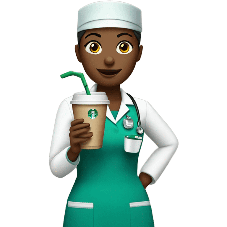 Nurse drinking Starbucks emoji