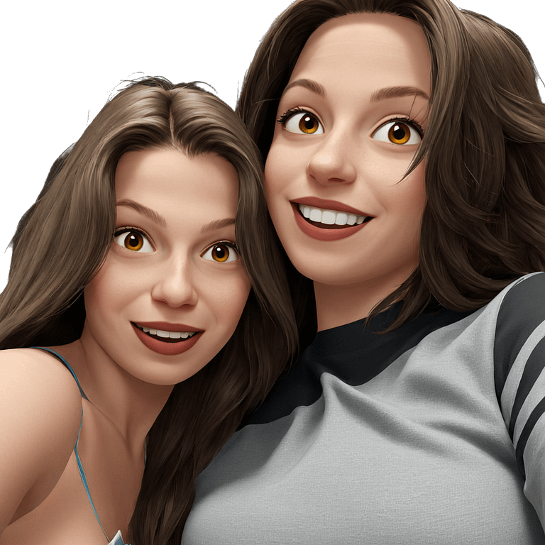 two girls sharing a smile emoji