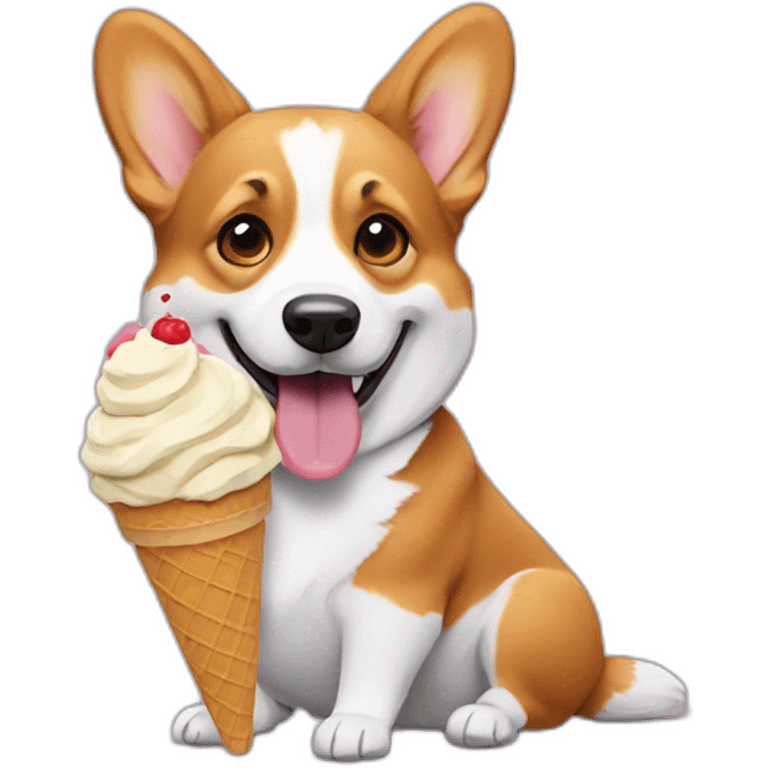 Corgi eat ice cream emoji