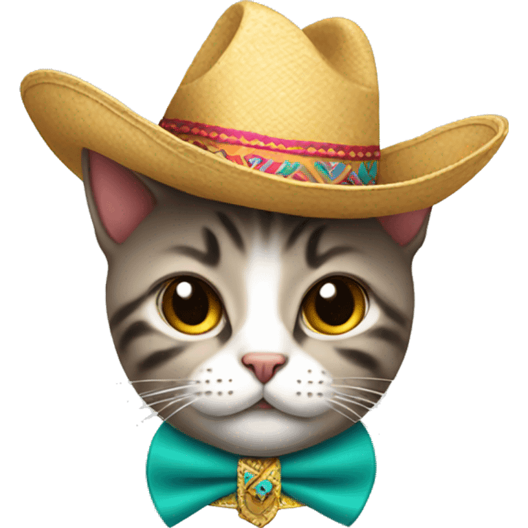 Cat wearing a mariachi hat emoji