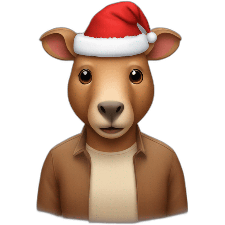 man with a capibara with a Christmas hat emoji