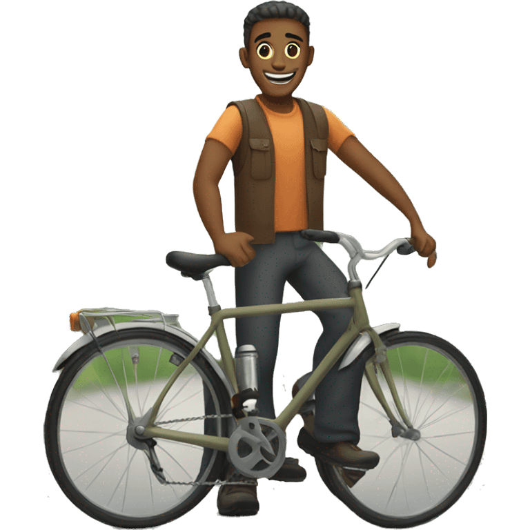 man smiling on bicycle outdoors emoji