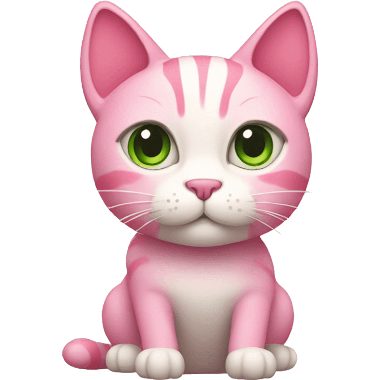 Pink cat with green accents emoji