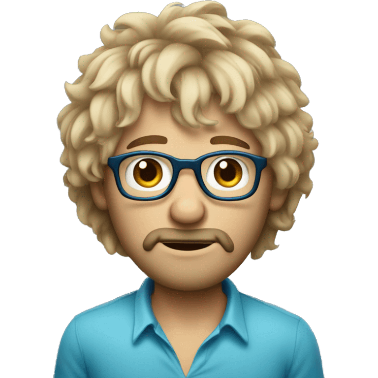 Dirty blond shaggy hair man with blue eyes and eyeglasses emoji