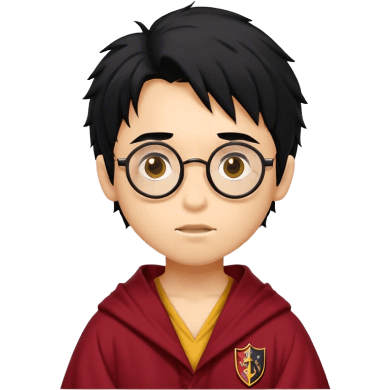 Boy with wild black hair with a round Glases a Flash scar a gryffindor Robe emoji