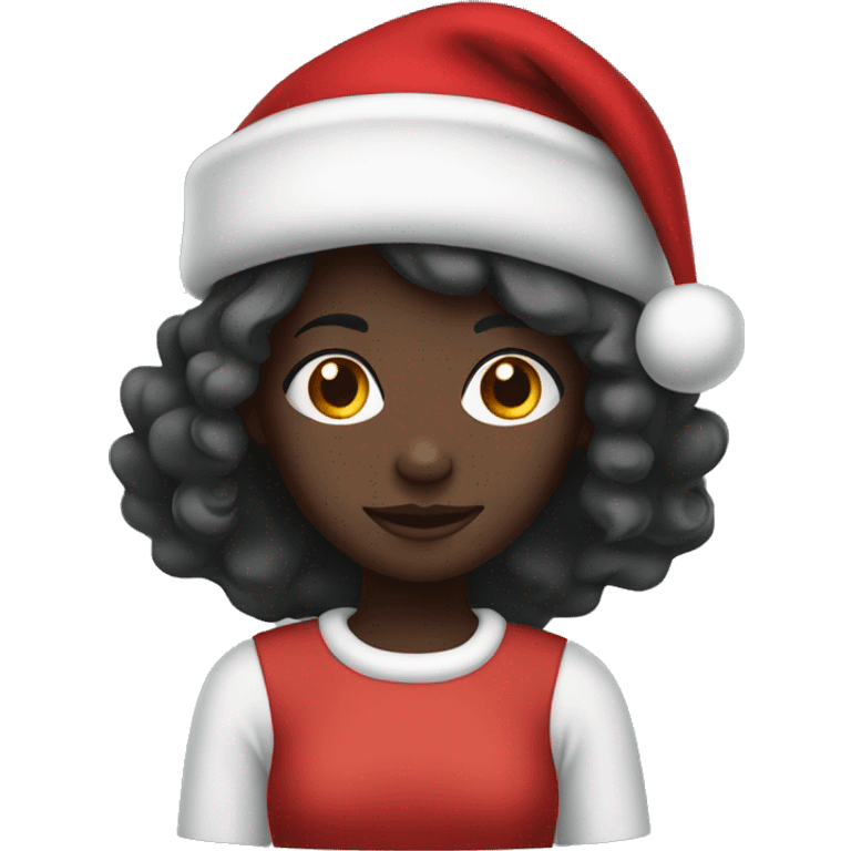 Dark skin girl with christmas hat emoji