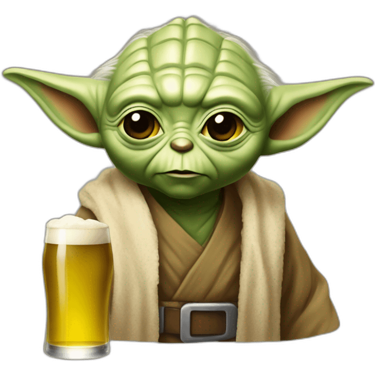 Yoda bois une bière emoji