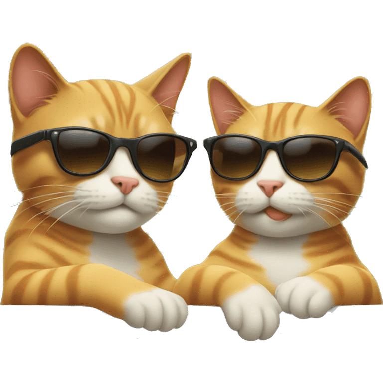 two cats wearing sunglasses relaxing emoji