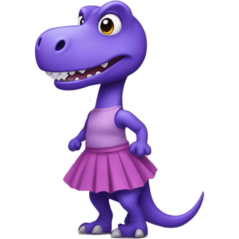 purple dinosaur wearing a skirt emoji