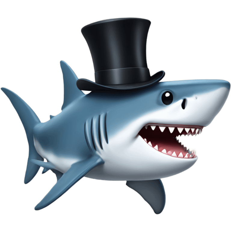 Shark with a top hat emoji