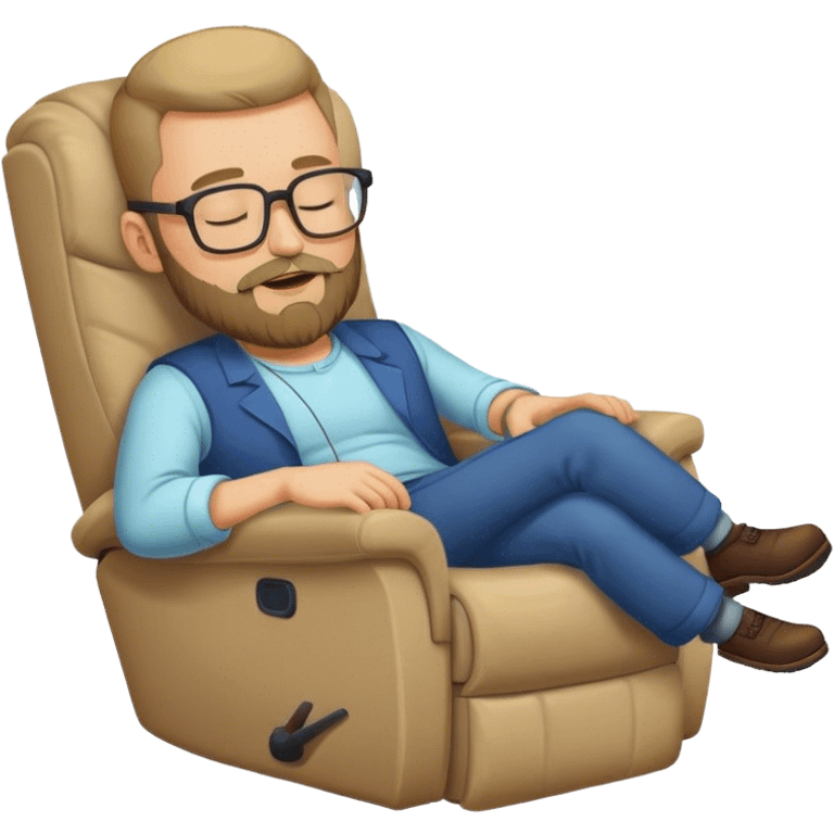 Guy with glasses and beard sleeping on recliner  emoji