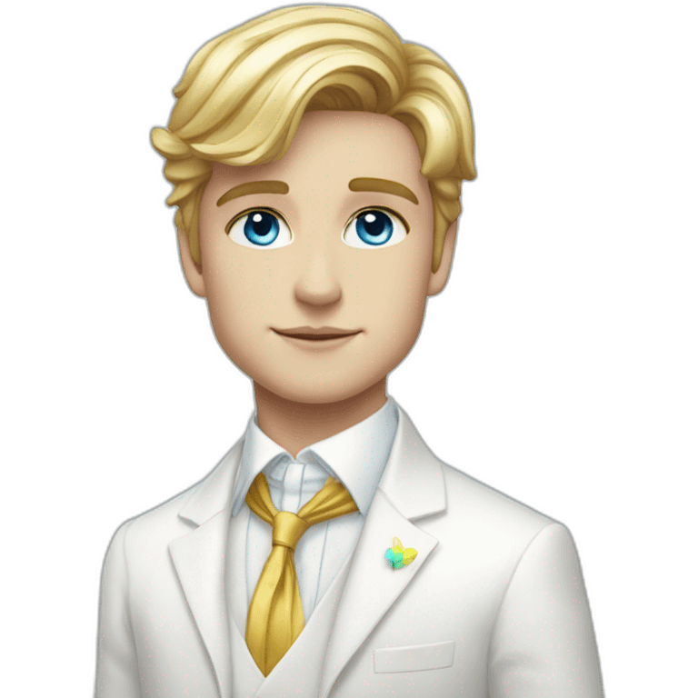 Posh-boy-with-white-suit-and-blue-eyes-and-rainbow-unicorn emoji