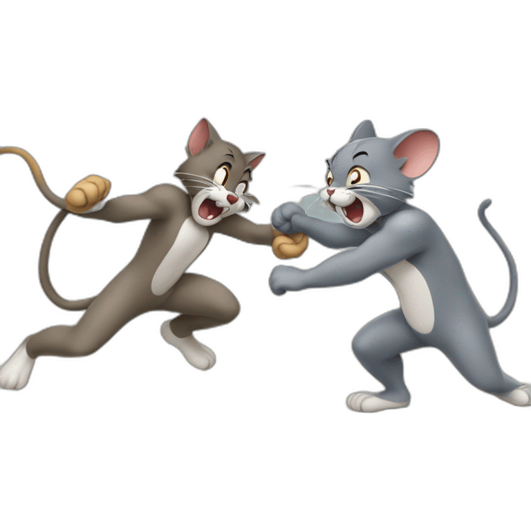 Tom and Jerry fight emoji