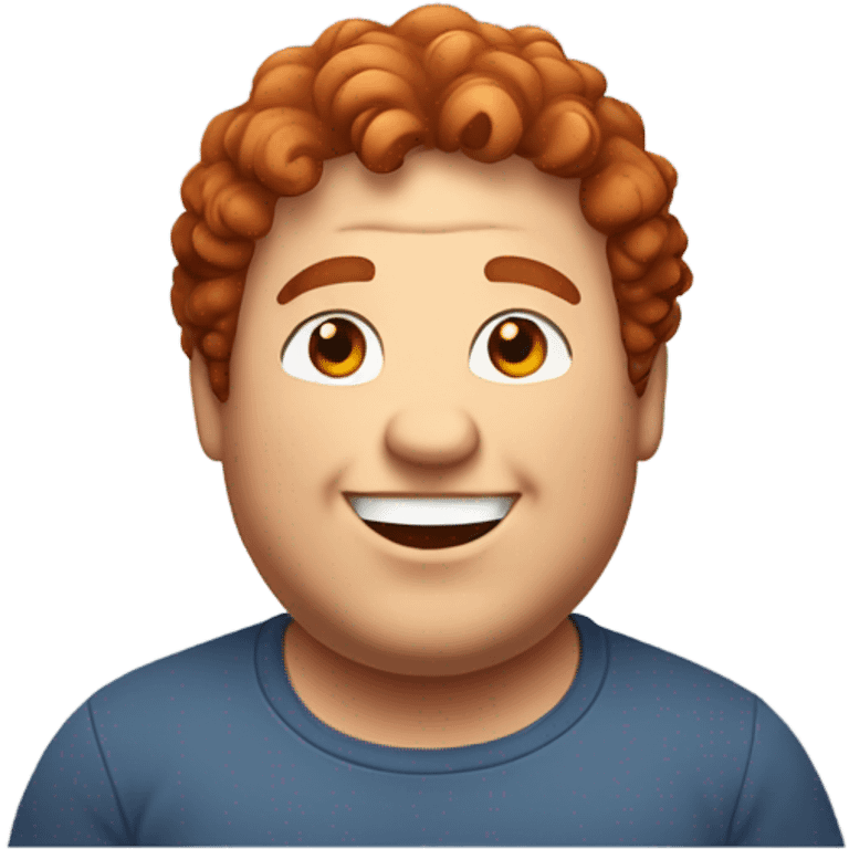 Redish curly few hair guy chubby smiling emoji