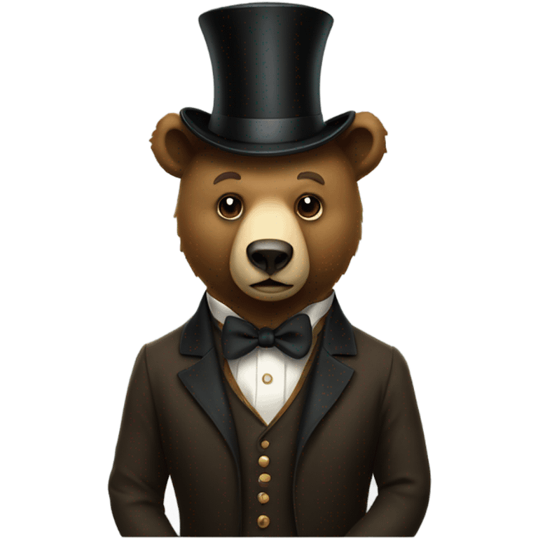 A bear wearing a bow and a tophat emoji