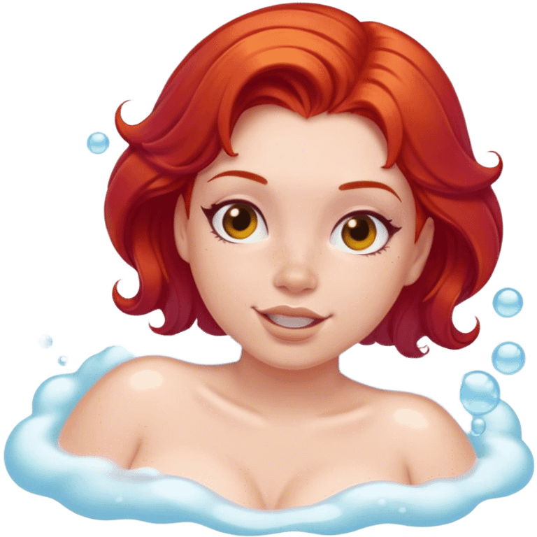 Red hair voluptuous bubble bath emoji