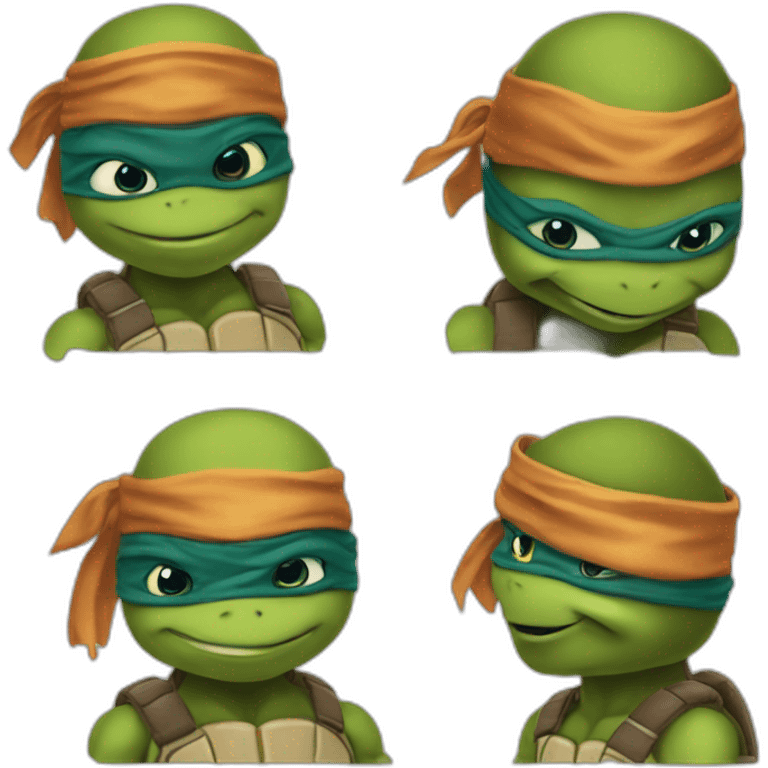 Four baby Teenage mutant ninja turtles emoji