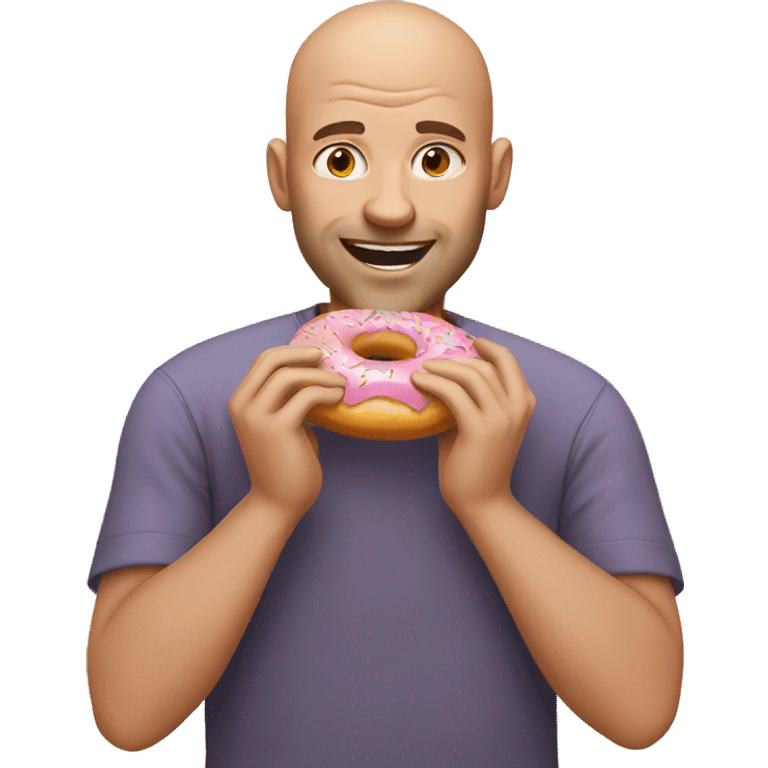 Bald guy eating donut emoji