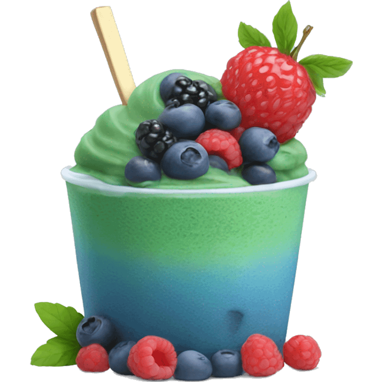 Blue Matcha late with berries  emoji