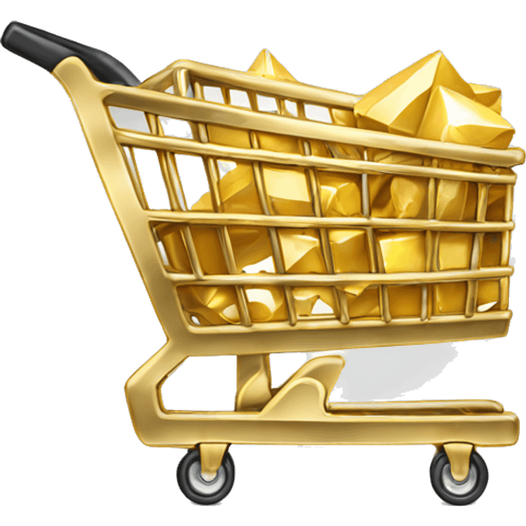 shopping cart made with gold, diamonds emoji